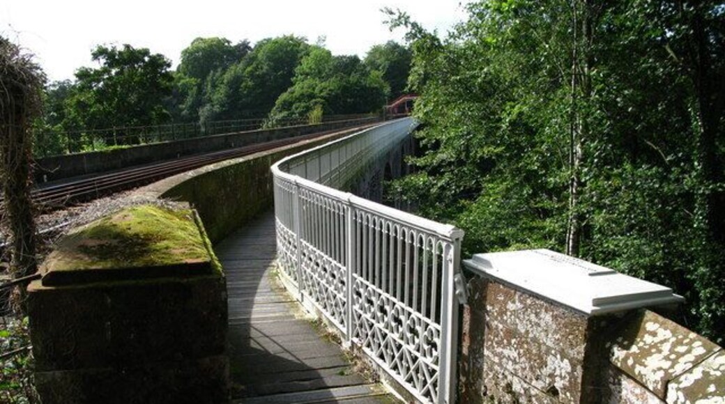 Corby Bridge, Wetheral, Cumbria. At the eastern end of the bridge walkway an inscription reads, "P Tate Engineer, CD Richardson Contractor, 1851.