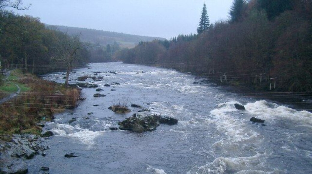 River Tay rapids at Grantully. This is a longer view of the rapids the 1st photo for this square covers. Taken at the end of November, so-one was foolish/brave enough to be on the river. Grantully, by the way, should not, traditionally, have a D in it, but the map-makers (as so often, certainly in Scotland) got it wrong and the mistake stuck.