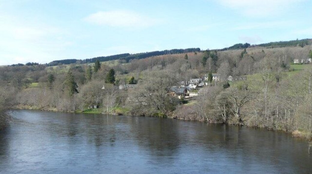 View upstream from Pitnacree Bridge The River Tay flows smoothly here after the rapids at Grandtully.