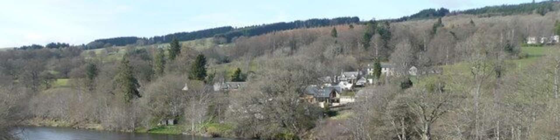 View upstream from Pitnacree Bridge The River Tay flows smoothly here after the rapids at Grandtully.