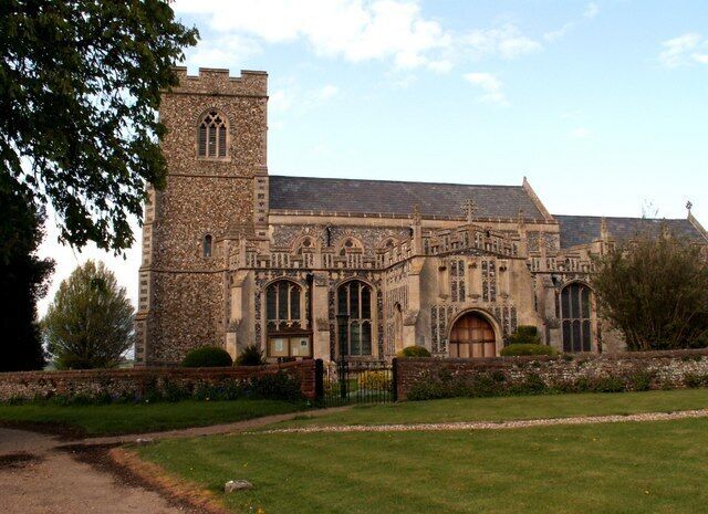 St. Mary's church, Glemsford, Suffolk. This fine 15th century church sits on a hill at the northeast part of the village. It is quite a landmark and best approached from the north.