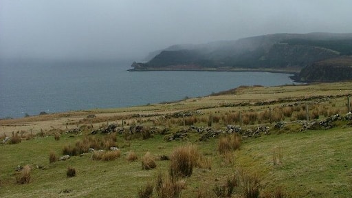 Croftland at Geary With snow clouds blowing in off Loch Snizort.