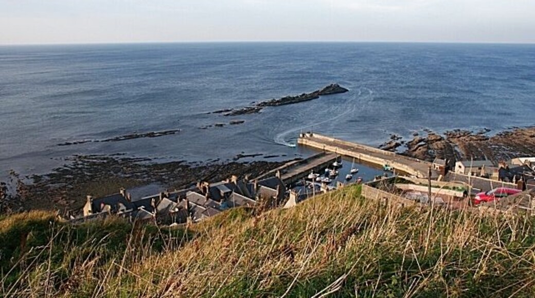 Gardenstown Harbour from above From this angle, it's easier to understand why a German bomber mistook the Muckle Rock for a submarine!