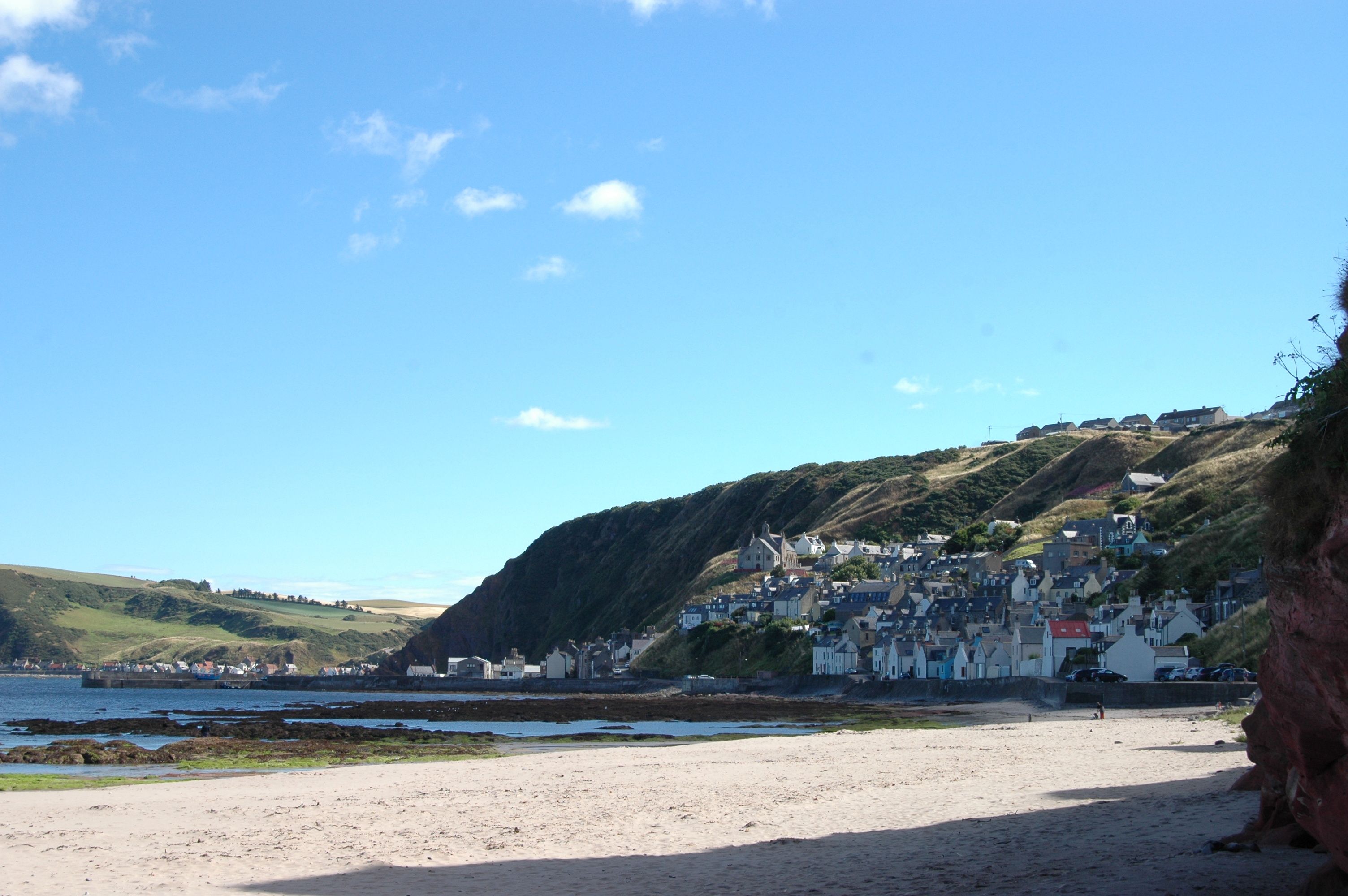 Beach at Gardenstown, Aberdeenshire in Scotland.