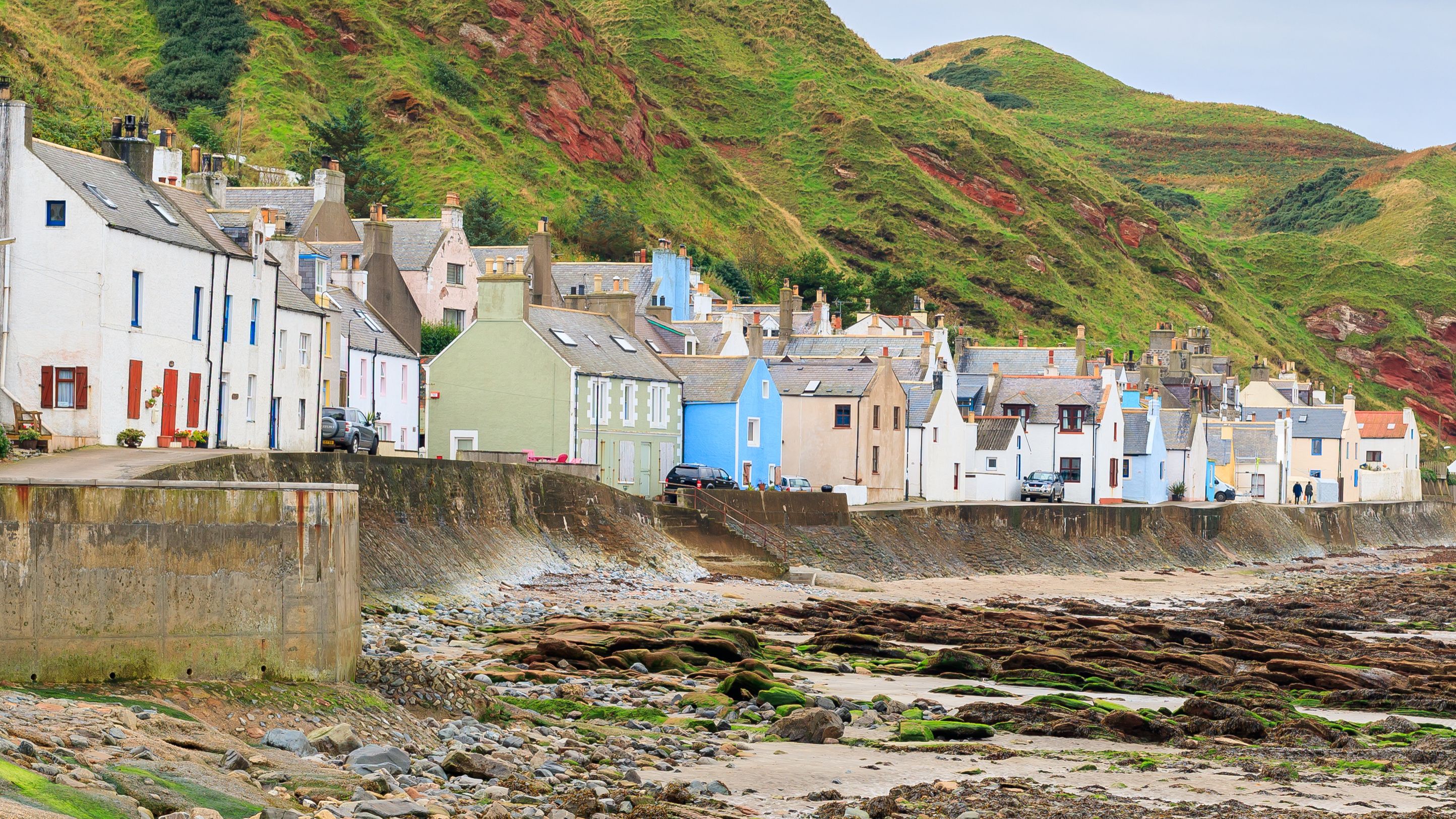 GARDENSTOWN, SCOTLAND - 2016 OCTOBER 22. Seaview over Gardenstown village.