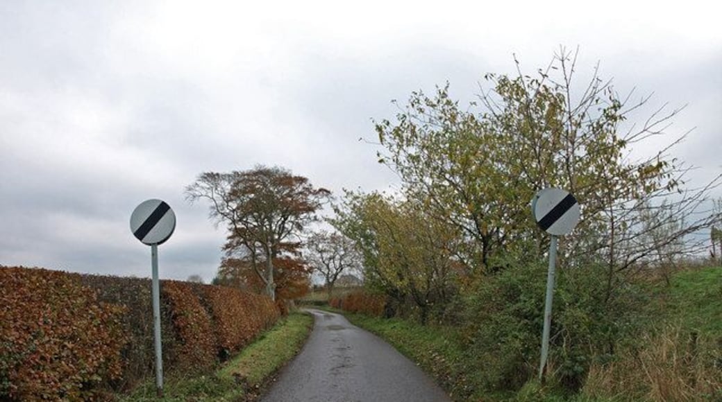 Country road leaving Moscow Speed limit 60MPH a bit optimistic on this windy road to near limit. View towards Hemphill.