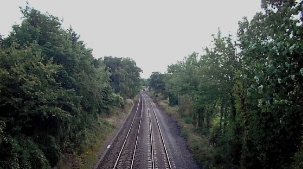 Railway line NW of Frocester. Looking north west from railway bridge on Peters's Street, NW of Frocester.