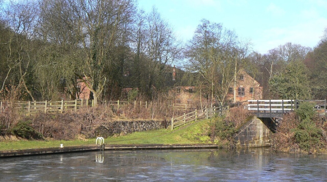 Froghall Basin The restored basin at the end of the Caldon Canal, with a thin coating of ice.