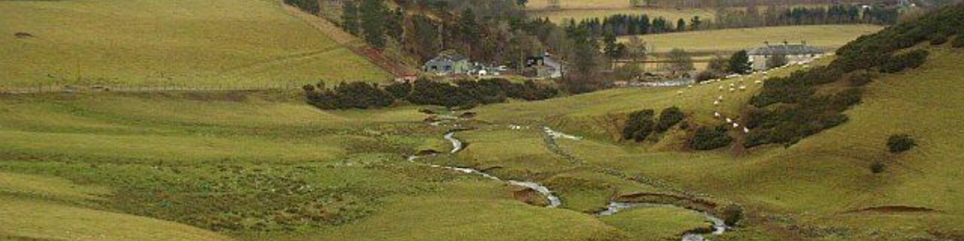 Toddle Burn Meandering burn approaching Fountainhall and the Gala Water.