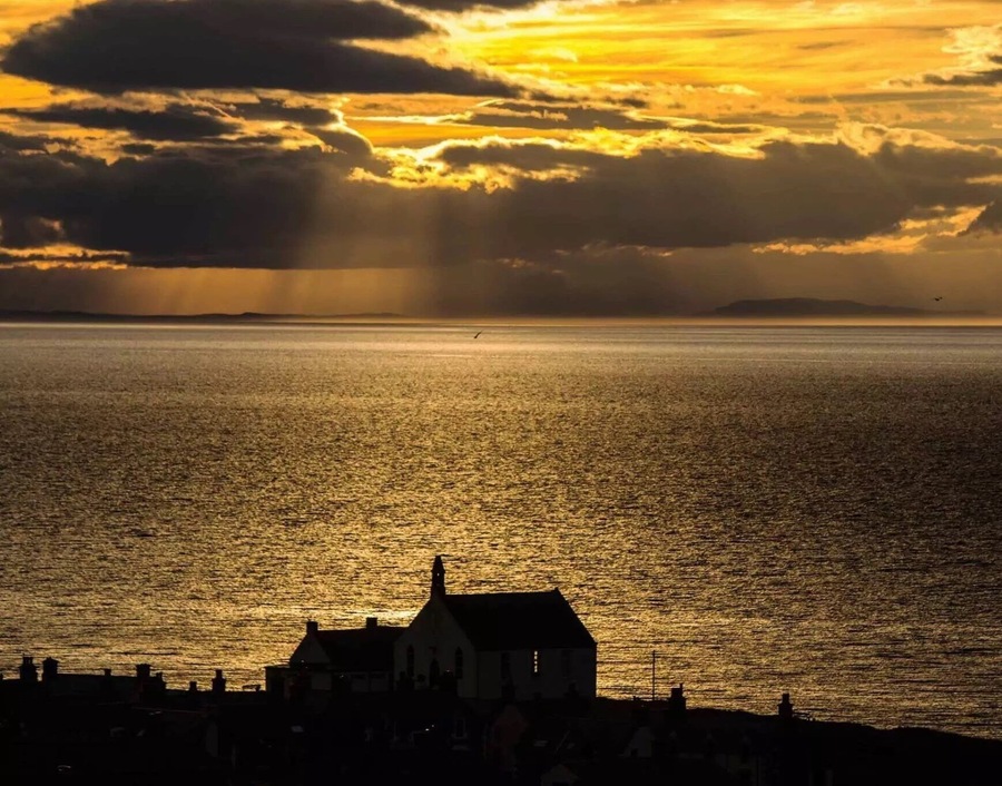 Sunset above Findochty looking over The Moray Firth