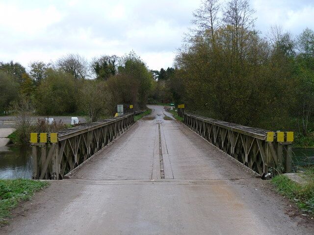 Milston - Bailey Bridge Looking across the bailey bridge that crosses the River Avon.