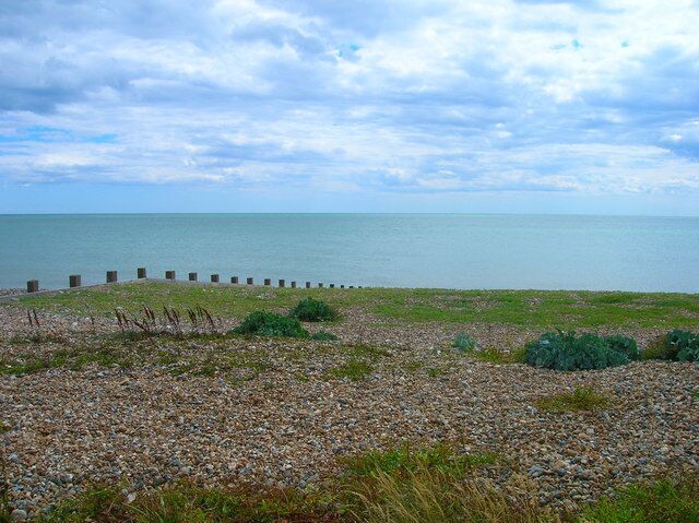 Kingston Gorse Beach Looking out onto the shingle from the greensward.