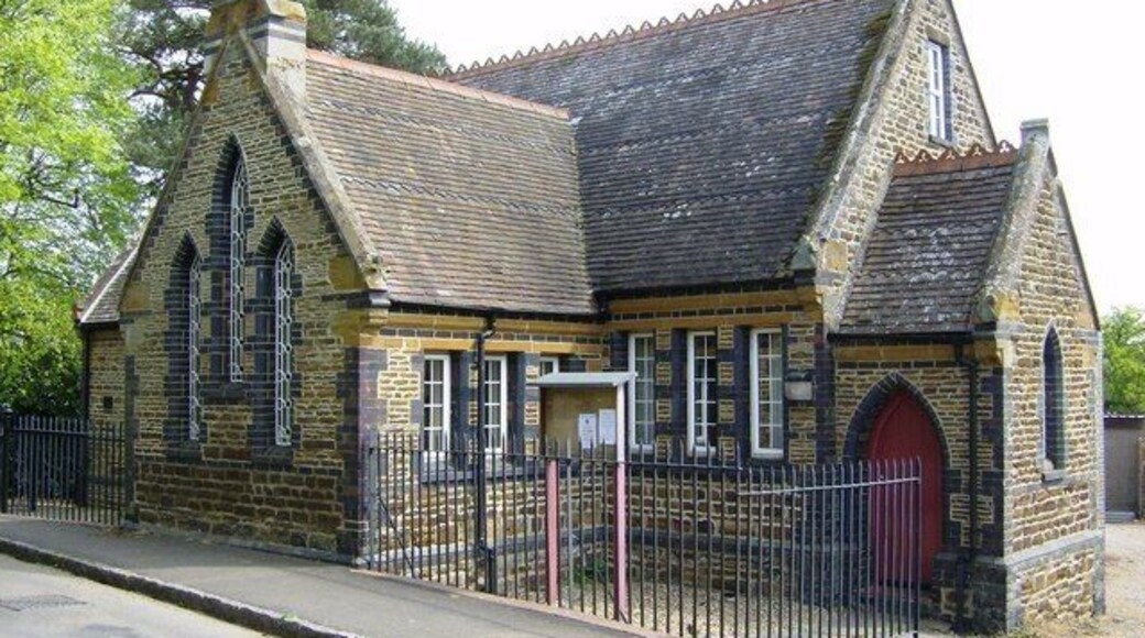 The old school, Farthingstone Immaculately kept up with very interesting contrasting brickwork on the door and window frames and the corners. Probably now a private residence, although possibly a community hall. Further information welcome.