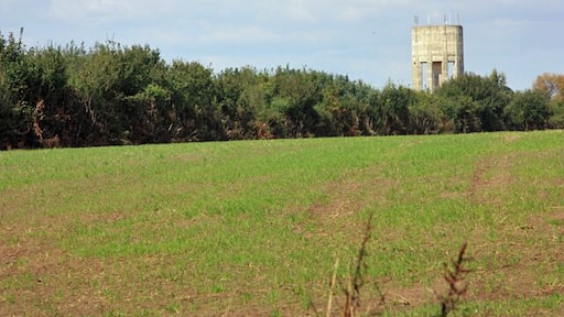 The water tower north of Epworth. As seen with a zoom lens from the church footpath.