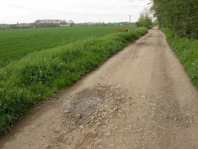 Byway. The eastern section of the road is close to the A45 but here is more tranquil. The surface is in good condition even though cars use it quite frequently.