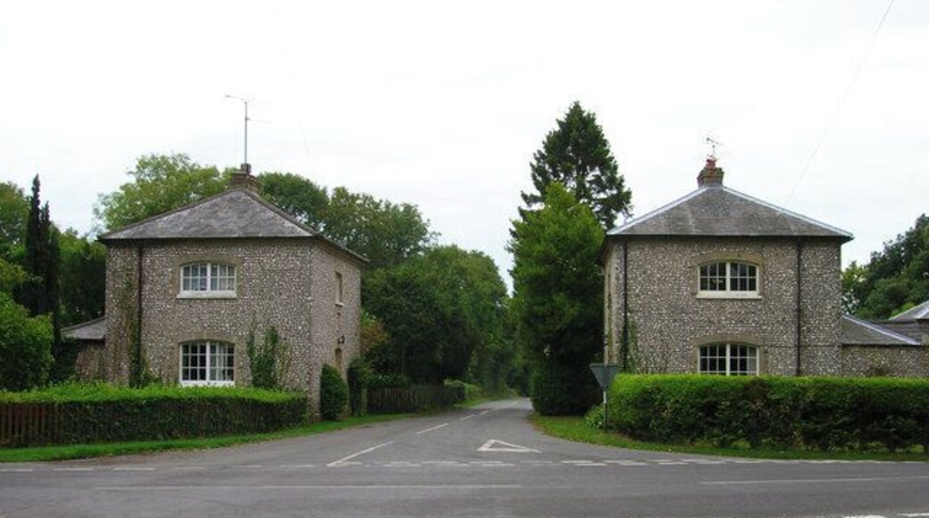 Pilleygreen Lodges. Guarding the road to Goodwood. They feature in the novel Martin Pippin in the Apple Orchard by Eleanor Farjeon.