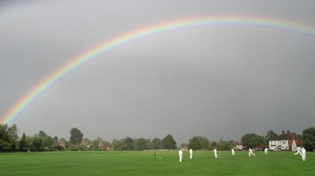 Somewhere UNDER the rainbow !! Village Scene - Car Colston well known for Pub (in background) & cricket pitch