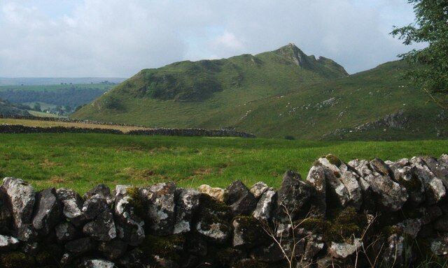 Drystone wall, fields and Parkhouse Hill, near Earl Sterndale