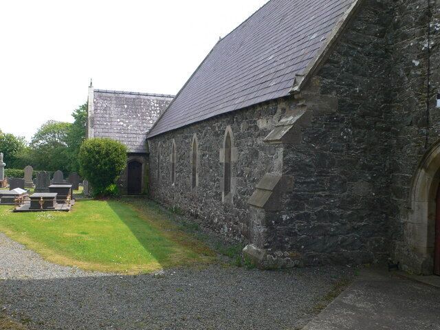Llangaffo Church, the western wall, near to Llangaffo, Isle of Anglesey/Sir Ynys Mon, Great Britain.