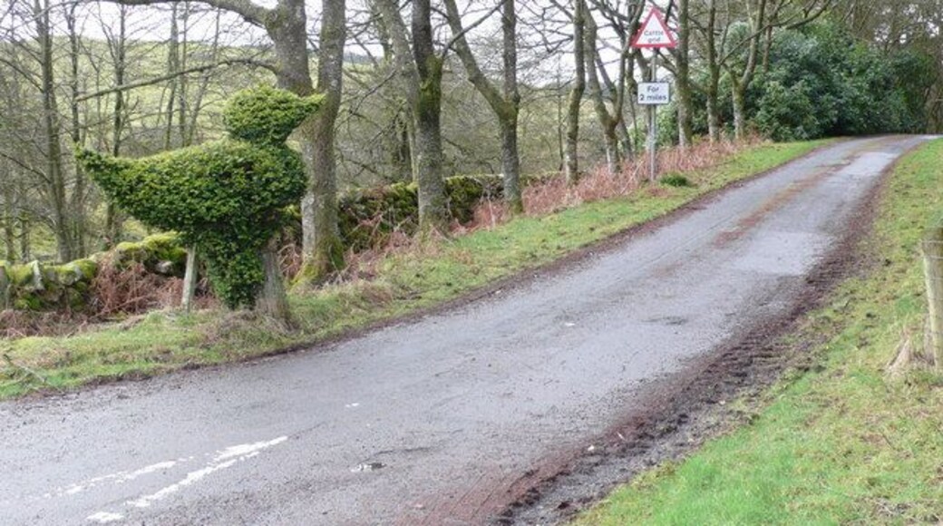 Glenkiln topiary An amusing piece of 'artwork' at the foot of Glenkiln.