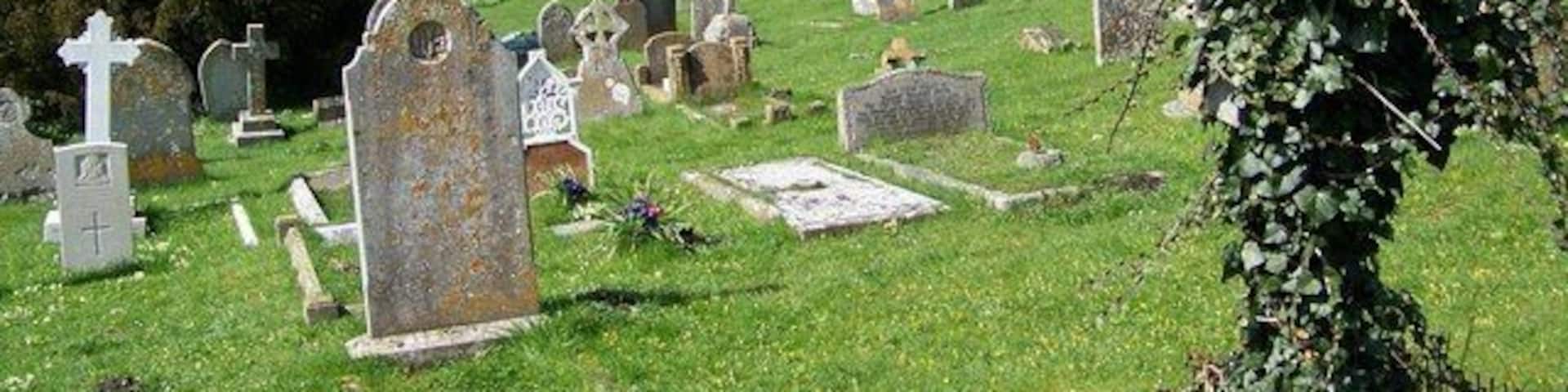 Churchyard, St Laurence's Church, Downton Looking across the churchyard towards flats that stand on the site of the old tannery.