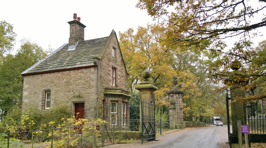 Photograph of the Lodge and gate piers to Lyme Park, Cheshire