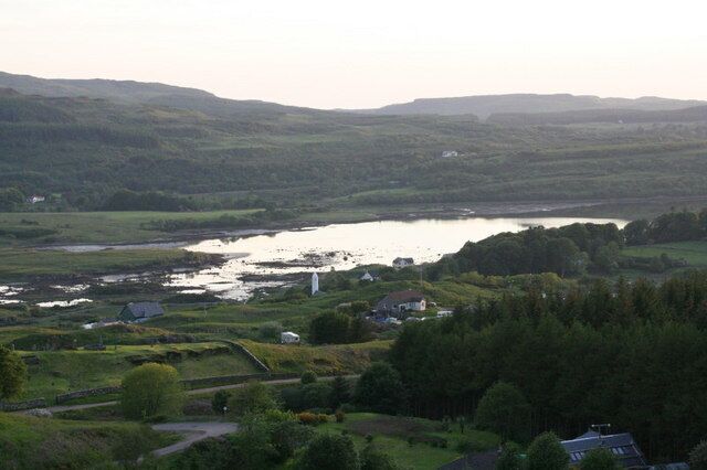 Dervaig Dervaig viewed from the viewpoint on the road from Tobermory. The white pencil shaped tower of Kilmore Church is in the centre of the picture.
