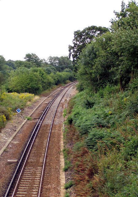 Railway line out of Botley. Taken from Outlands Lane Bridge