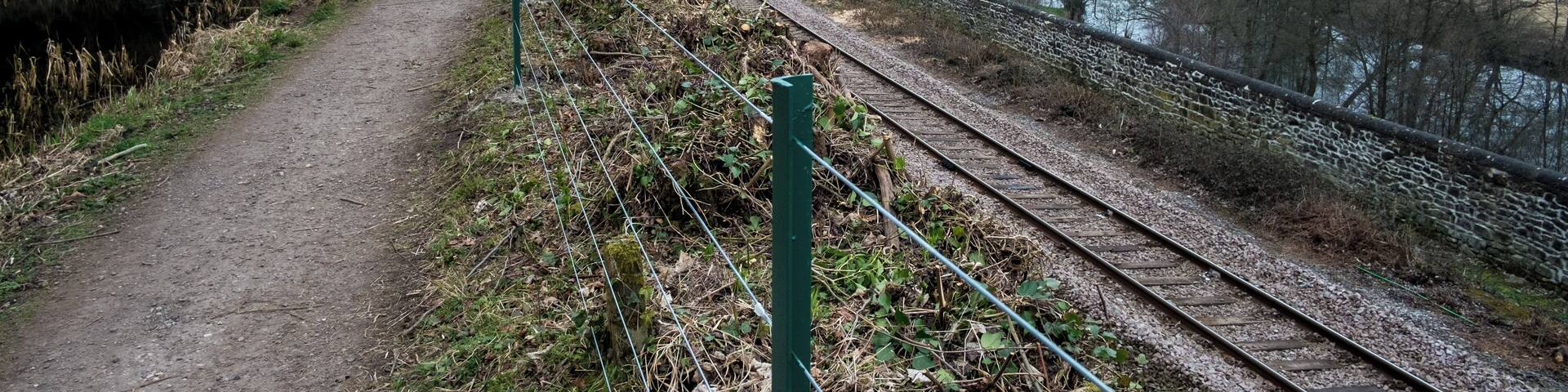 Looking South along the Cromford Canal, about 1km South of Whatstandwell. The picture clearly shows the four forms of transport along this section of the valley, from left to right: the canal and its towpath, railway line, road (the A6) and the river Derwent.