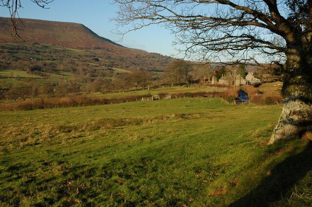 Landraw Farm and the Monnow Valley View across the Monnow Valley to Craswall and the Black Hill, Landaw Farm can be seen on the right.