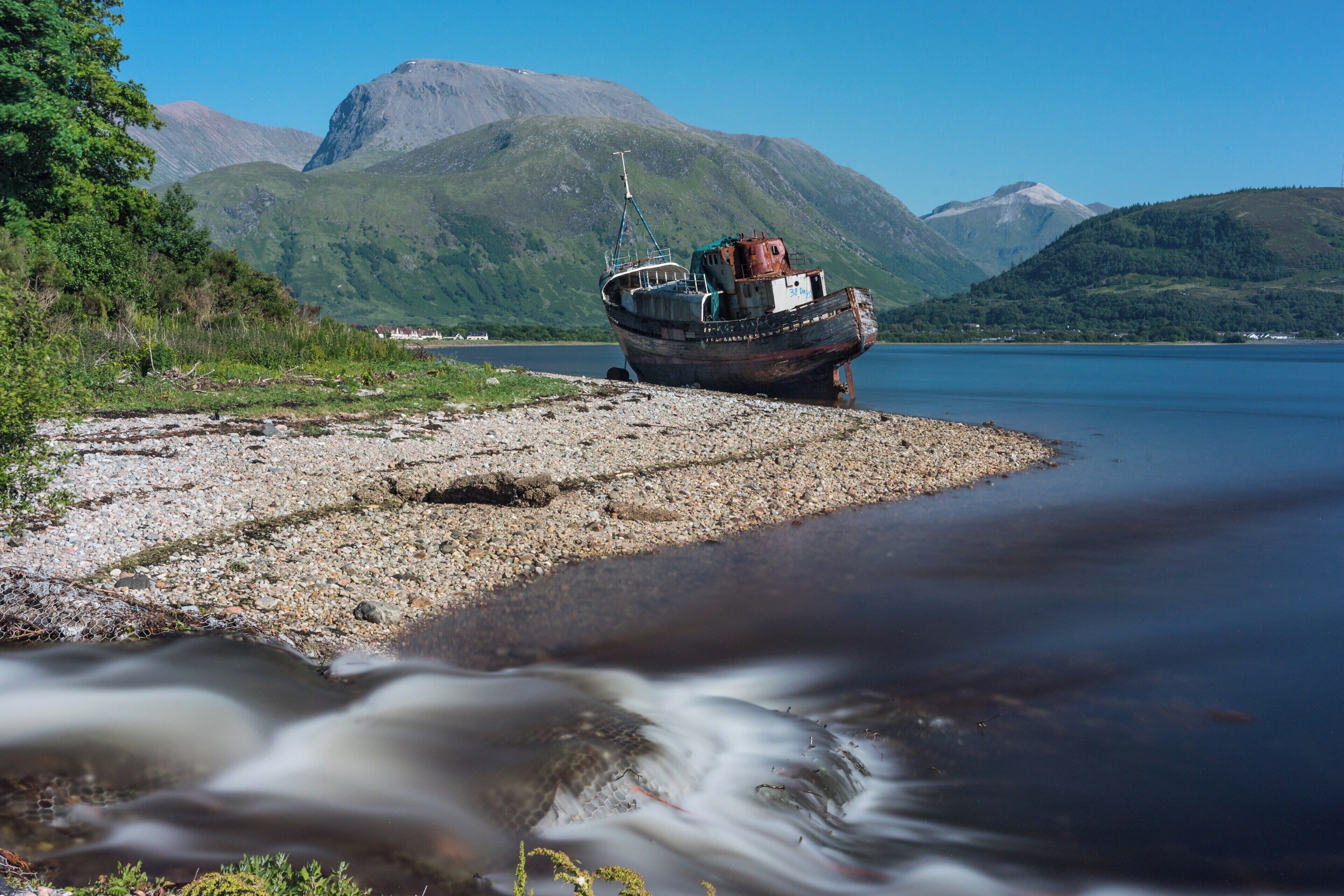 Run aground on this beach is a fishing boat. Abandoned and allowed to rot away. The fact that the image can have the UK's tallest mountain in the background makes it special. I'd prefer snow on the top so will return later in the year.