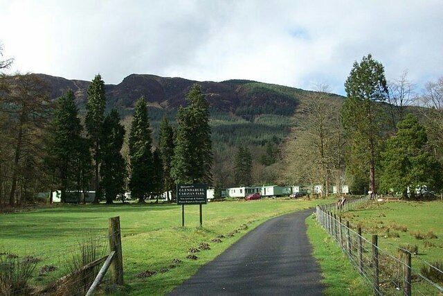Glendaruel Caravan Park. The field on the left is frequently covered with tents.