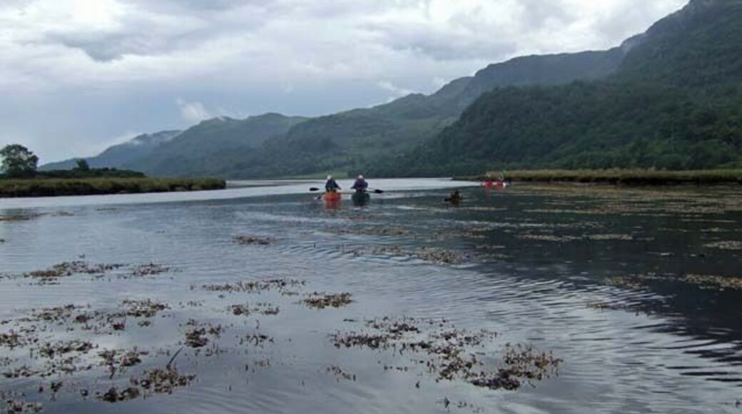 Canoeing into the River Ruel from Loch Ruel.
