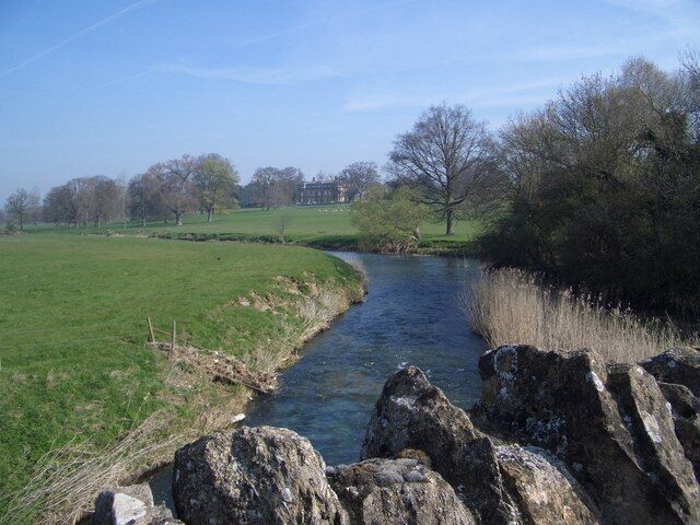 Turvey House viewed from Turvey Bridge This view taken from the north side of Turvey Bridge shows Turvey House in its parkland setting, with one channel of the River Great Ouse flowing northwards in the foreground.