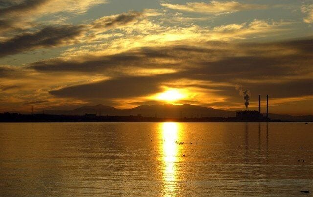Cockenzie Sunset The sun sets behind The Pentland Hills and Cockenzie Power Station.
