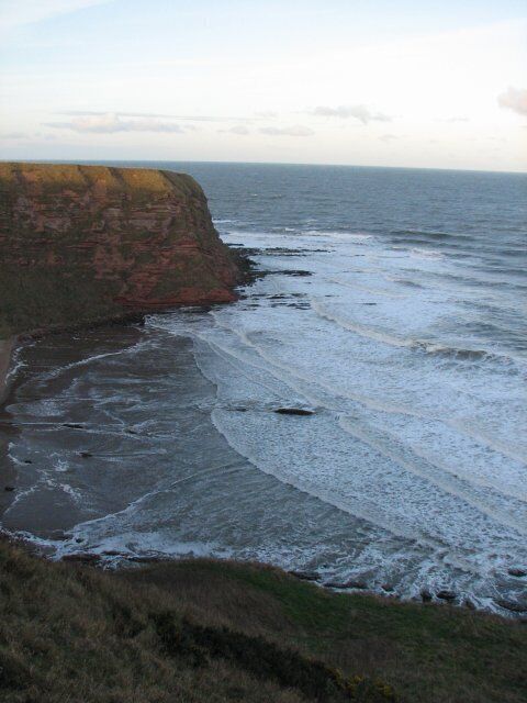 Pease Sands. Looking north up the west side of the square to the cliffs above the north end of Pease Sands.