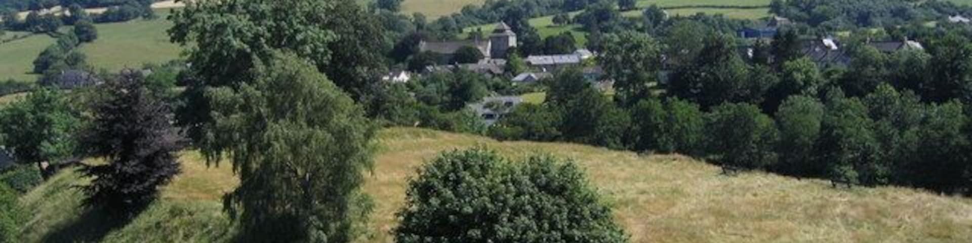 Clun, view from the castle The view south east from the castle towards Clun Church and the Shropshire countryside beyond.
