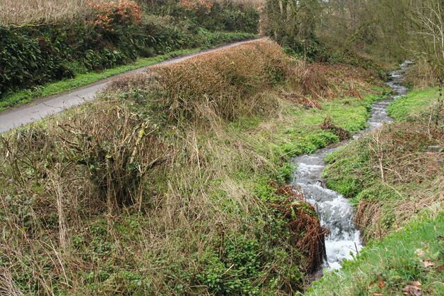 Chipstable: stream to Waterrow. Looking north west. At the point where lanes from Dinhill Farm and Chipstable meet