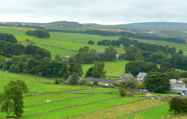 View of Chelmorton Townend 2. View south-west from the high ground to the east of the village. See 977619 for an explanation of the field system hereabouts.