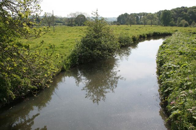 A narrow waterway bordered by lush greenery and trees.