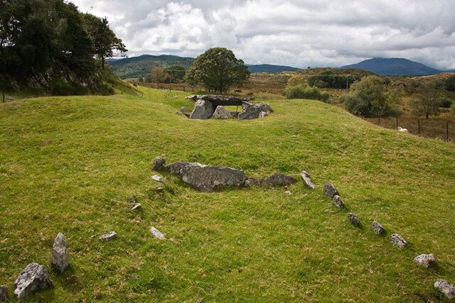 Capel Garmon A view of the neolithic burial chamber looking west towards the false entrance.