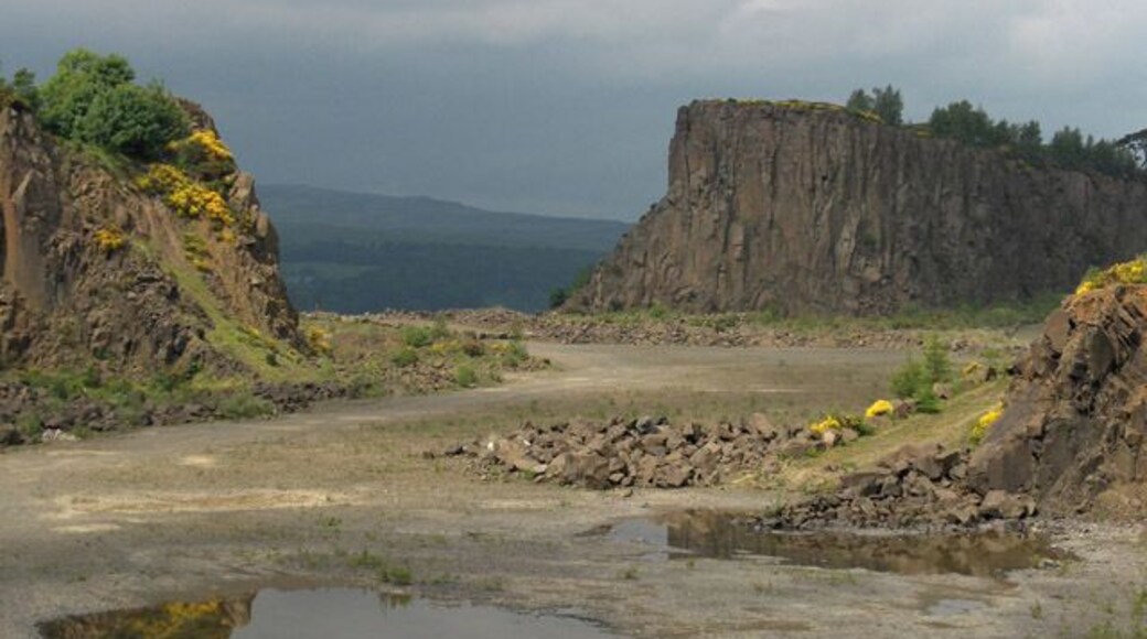Murrayshall Quarry. It seems to me that the quarry, which is owned by Tarmac, has expanded further south than shown by the Ordnance Survey. This is taken from its southern end.