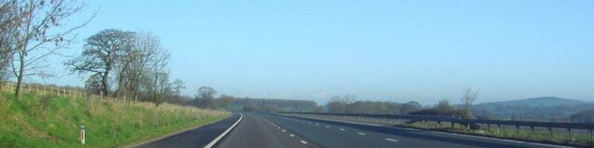 M6 motorway, northbound This is a very quiet motorway because it's early in the morning. It's the M6, northbound, between junctions 40 and 41.