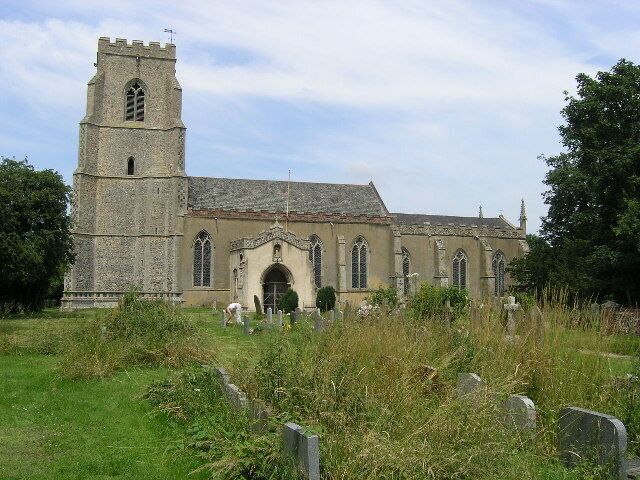 Church of St Mary in Buxhall, Suffolk, England. A Grade I listed medieval church.