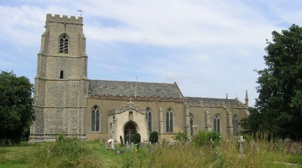 Church of St Mary in Buxhall, Suffolk, England. A Grade I listed medieval church.