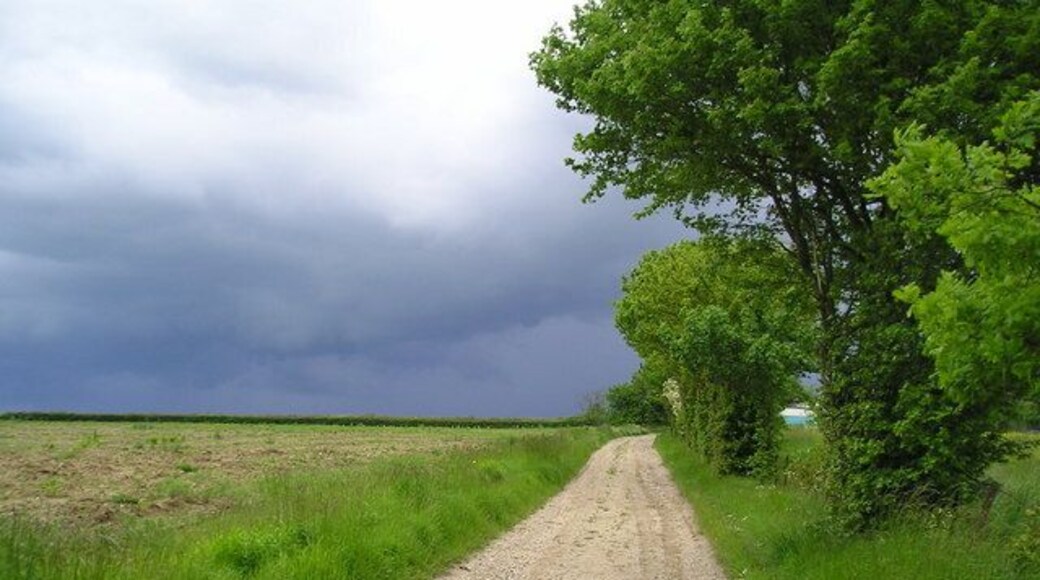 Storm approaching Kiln Lane Buxhall Looking North up Kiln Lane, near Fasbourn Hall Buxhall. Storm clouds gathering