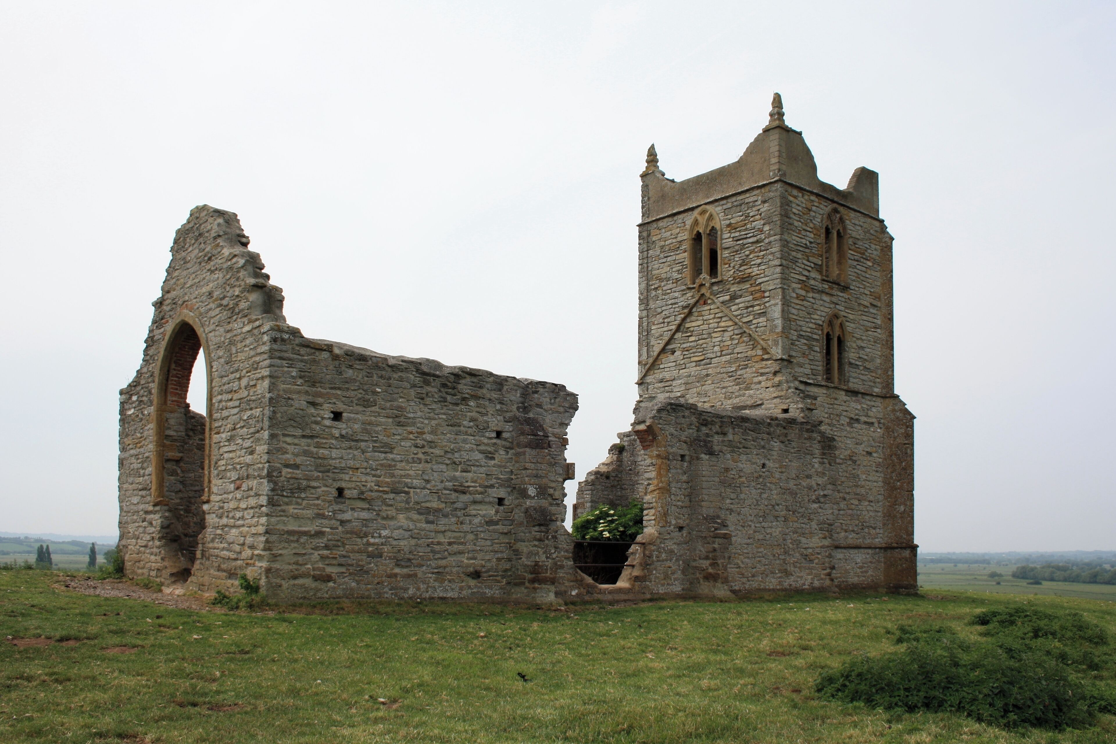 Image of the ruins of St Michael's Church on top of Burrow Mump from the north-north-east.