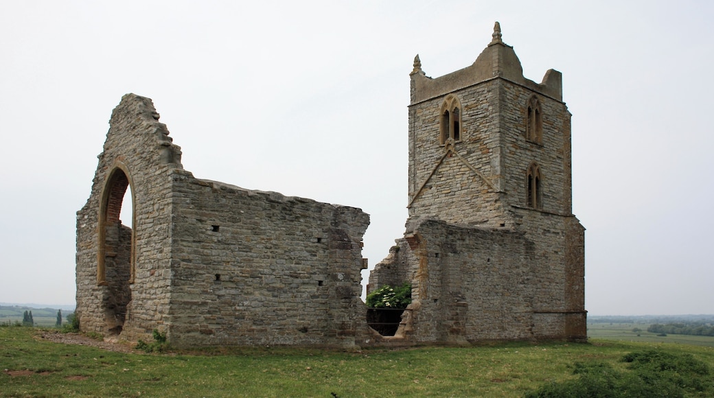 Image of the ruins of St Michael's Church on top of Burrow Mump from the north-north-east.