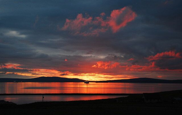 Echna Loch, Echnaloch Bay and tankers in Scapa Flow View from the living room. I've just found a bottle of Highland Park I'd forgotten about too.