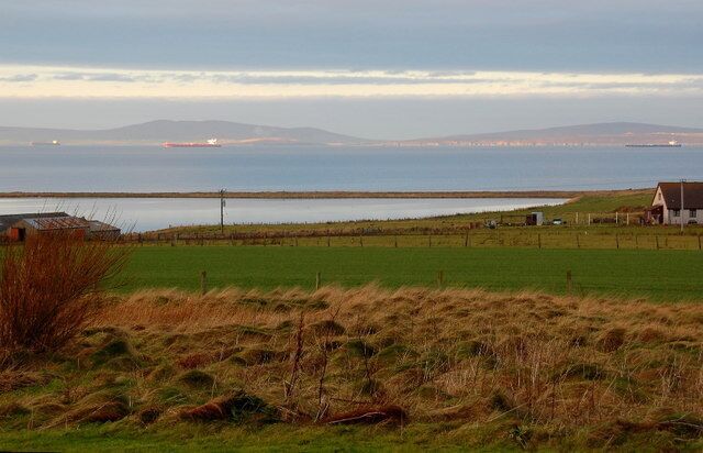 I saw three ships come sailing in... Well, it is Christmas Day! Echna Loch, Echnaloch Bay and Scapa Flow beyond.